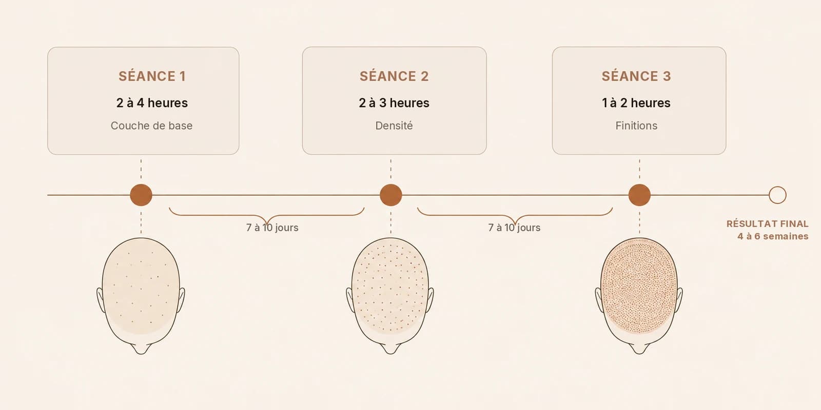 Three-session scalp micropigmentation timeline — SMP process at VANC Clinic Antwerpen Belgium