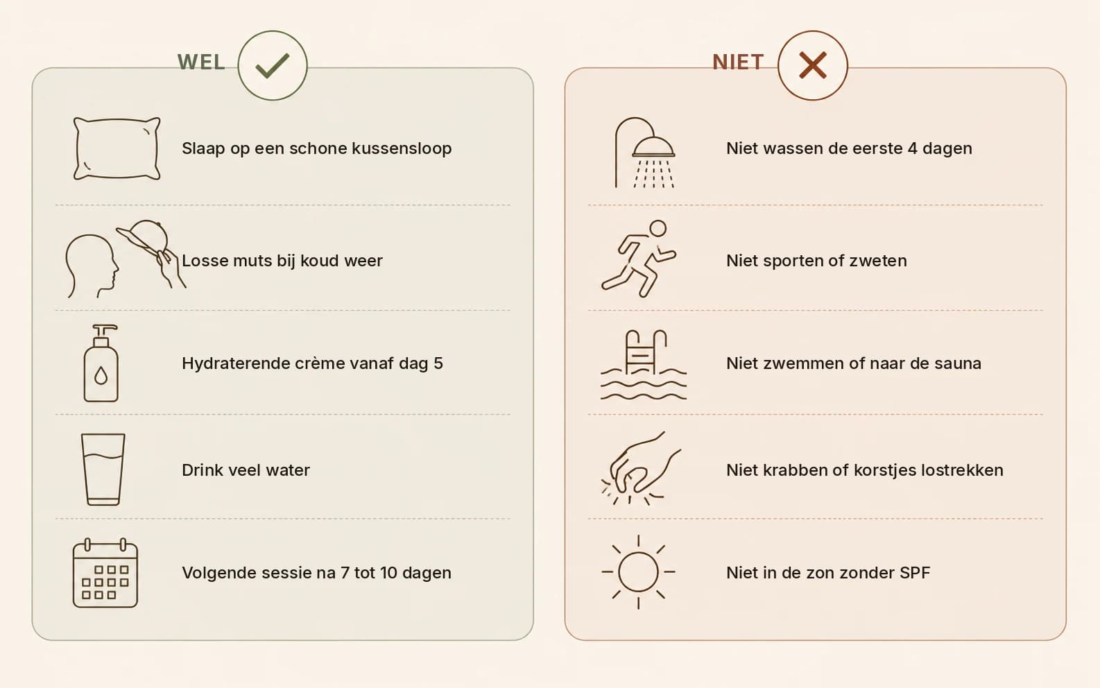 Overzicht van wat je wel en niet doet in de eerste dagen na micro haarpigmentatie