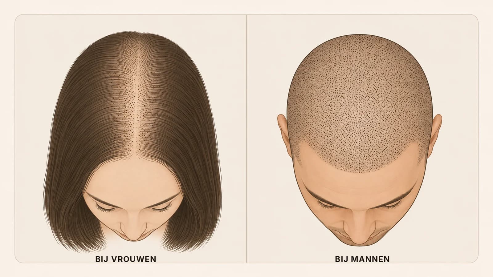 Verschil tussen micro haarpigmentatie bij vrouwen en bij mannen